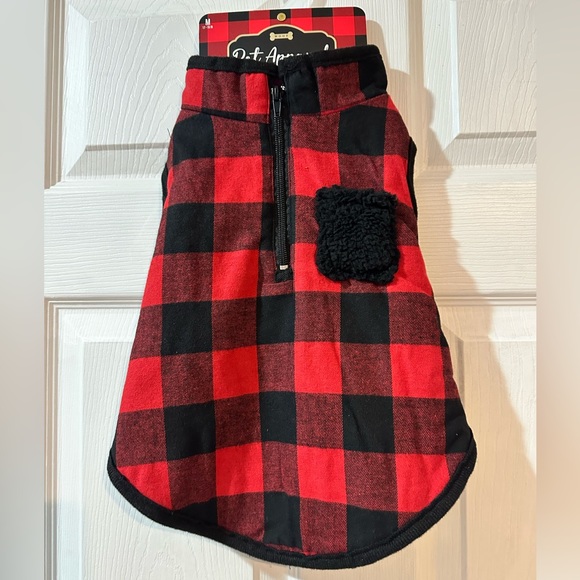 Woof Buffalo Check Pet Jacket - Medium - red/black checkered NWT - Picture 5 of 9